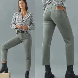 Pilcro And The Letterpress The Vintage Straight Jeans In Green Women's Size 25